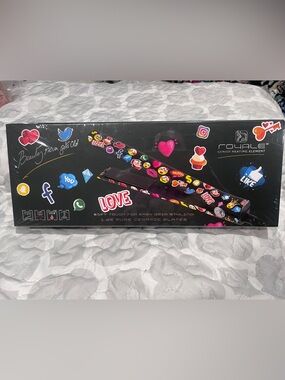 Royale Emoji Sticker Hair Straightener - Black with Multicolor Emojis